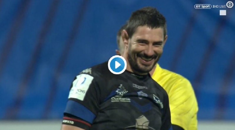 Castres: Un troisième ligne tente une transformation et se manque totalement ! Il se justifie