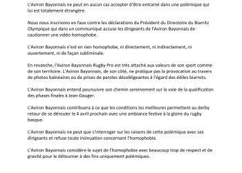La situation dégénère entre le Biarritz Olympique et l’Aviron Bayonnais