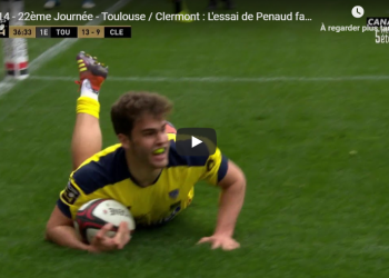 Le superbe essai de Damian Penaud contre le Stade Toulousain