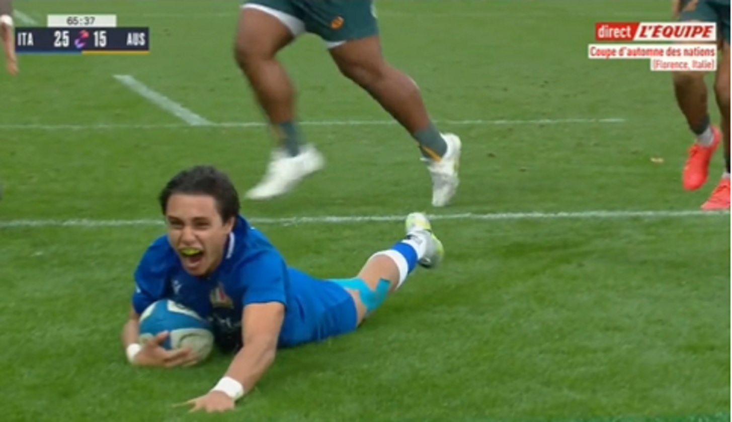 VIDEOS : Les deux incroyables essais inscrits par Ange Capuozzo pour l’Italie !
