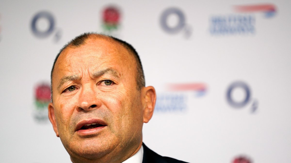 Eddie Jones shouts after Scott Robertson is appointed as Blacks’ first manager