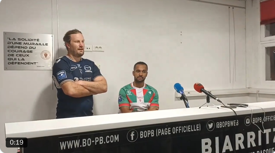 VIDEO INSOLITE – Un joueur Agenais joue le traducteur entre les journalistes et un joueur Biarrot